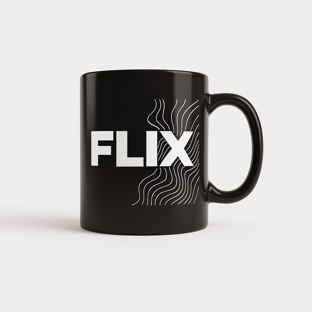 Black Ceramic Mug – FLIX Minimalist Wave Design
