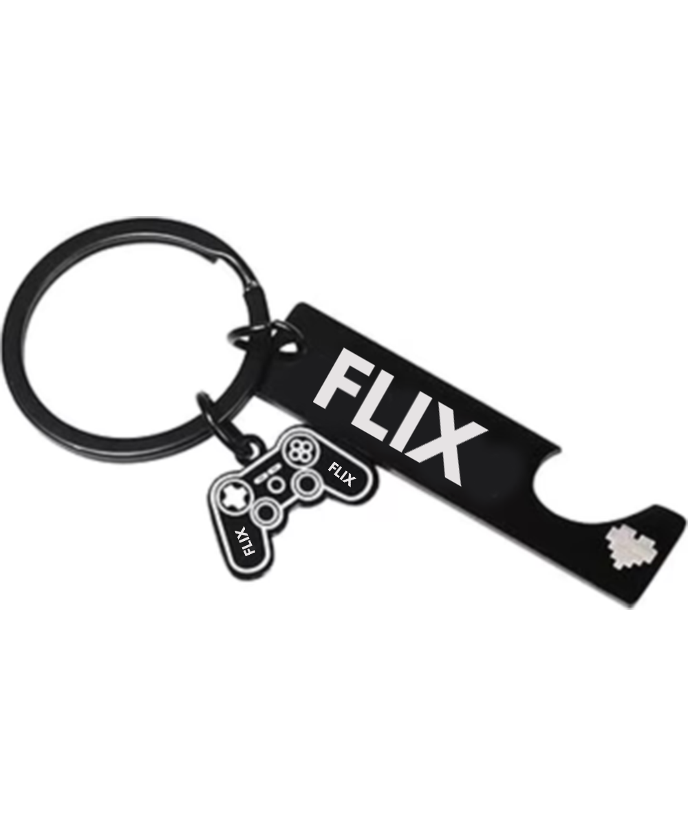 FLIX's Keychain with Game Controller Charm – Bottle Opener Gift for Gamers